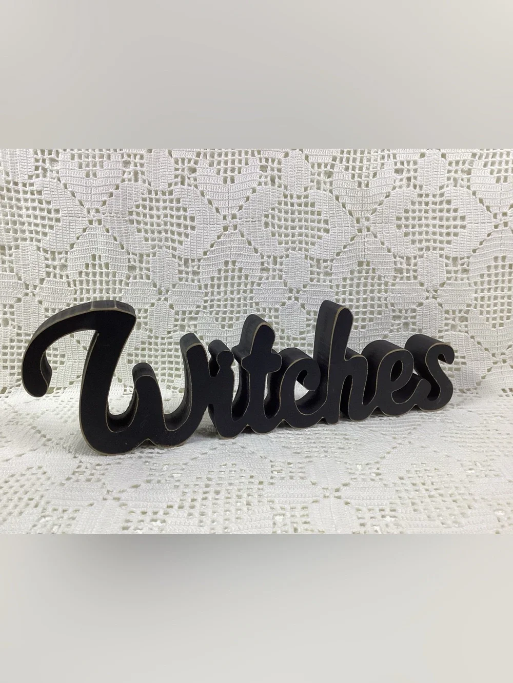 Witches Script Word Sign – Black Decorative Accent